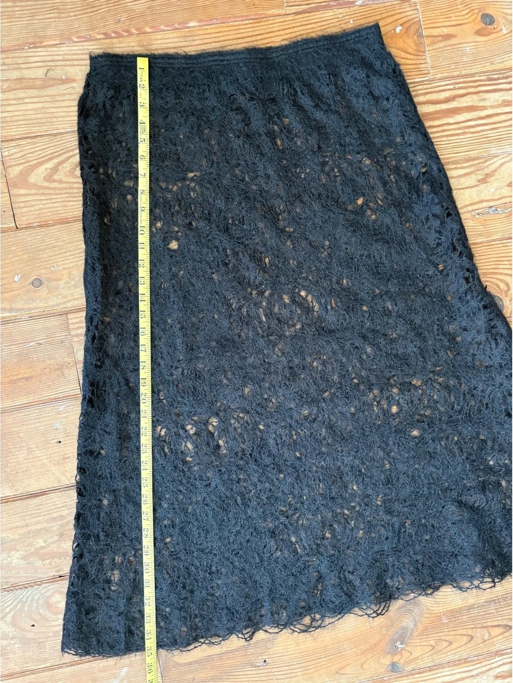 COS Black Open Knit Fuzzy Midi Skirt Size Large - Picture 3 of 6